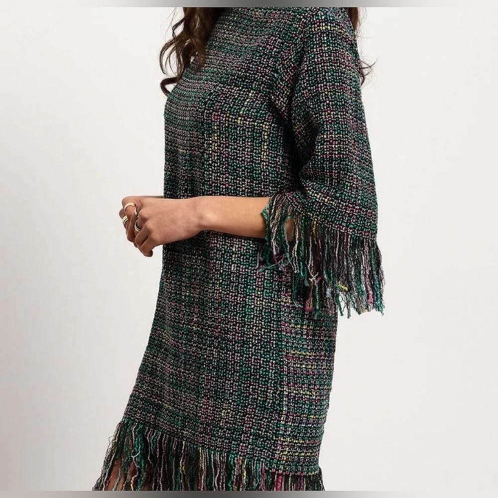 SHEIN (She in shine out) Multi Color Fringe Tweed Dress
